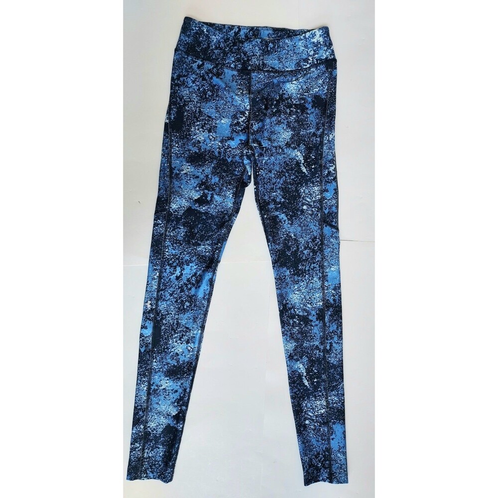 Ladies Under Armour Compression Heat Gear Blue Graphic Leggings Size M